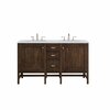 James Martin Vanities Addison 60in Double Vanity, Mid-Century Acacia w/ 3 CM Carrara White Top E444-V60D-MCA-3CAR